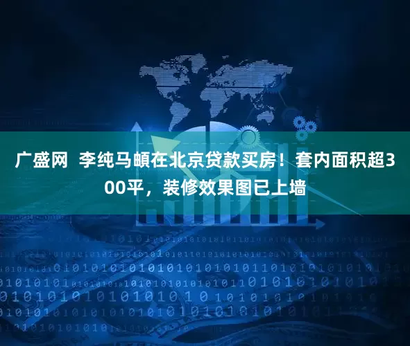 广盛网  李纯马頔在北京贷款买房！套内面积超300平，装修效果图已上墙