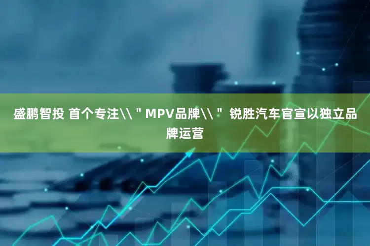 盛鹏智投 首个专注\＂MPV品牌\＂ 锐胜汽车官宣以独立品牌运营