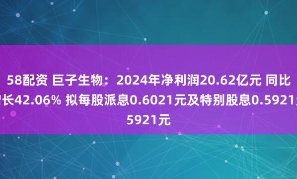 58配资 巨子生物：2024年净利润20.62亿元 同比增长42.06% 拟每股派息0.6021元及特别股息0.5921元